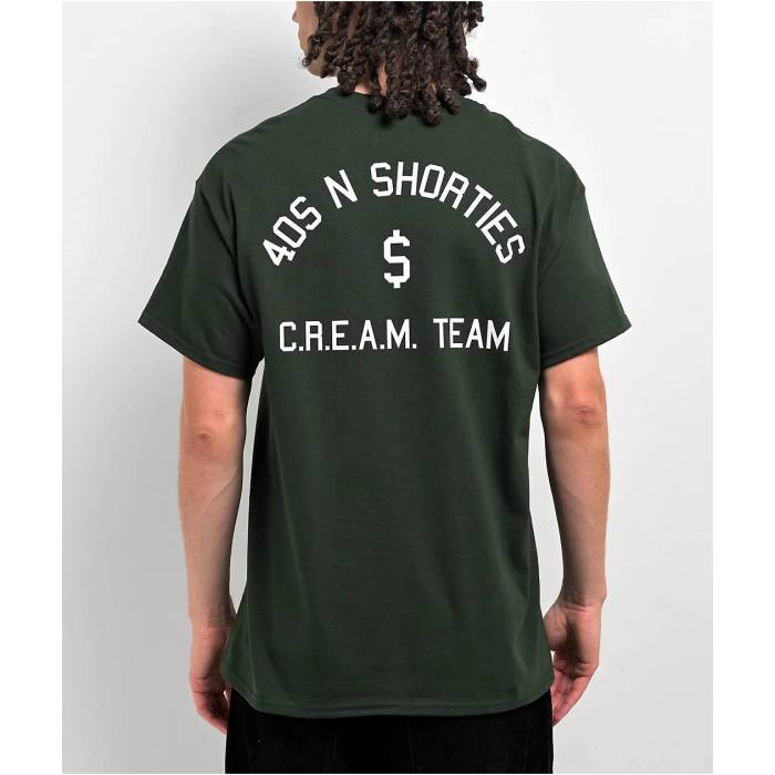 【★百貨店SALE★6/11真夜中2時迄】40S \u0026 Shorties 【 Cream Team Green T-Shirt Men\u0027s Green 】 皮膚軟化剤 Team 野球クラブ green 緑・緑であること ティーシャツ メンズ green 緑・緑であること