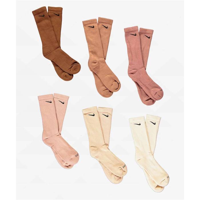 ナイキ Nike 【 Everyday Plus Cushioned Brown Tan & Beige 6-Pack Crew Socks Men's - 】 茶色 ブラウン ベージュ クルー ソックス・靴下 メンズ NULL|スニケス