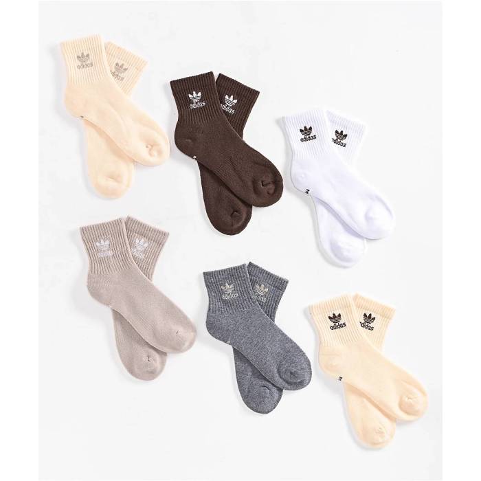 アディダス Adidas 【 Originals Trefoil 6 Pack Earth Tone Medium Ankle Socks Women's Multicolor 】 オリジナルス トレフォイル ソックス・靴下 レディース