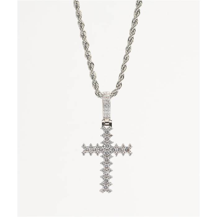 The Gold Gods 【 White Gold Flooded Cross Rope 20\" Chain Necklace Men\u0027s Grey 】 白いこと 白いこと ゴールド 首飾り メンズ 薄墨色 薄墨色"