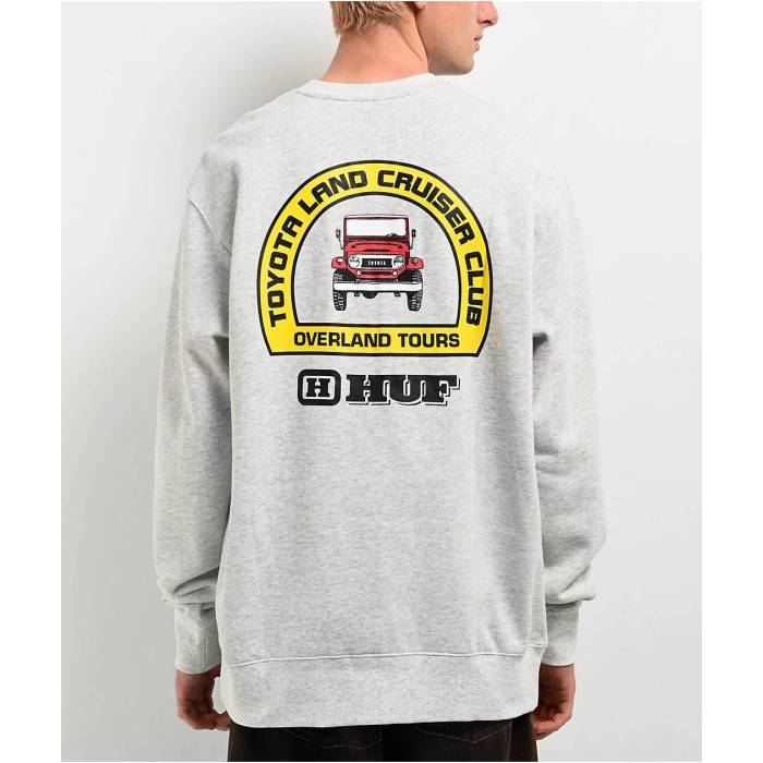 ハフ Huf 【 X Land Cruiser Overland Touring Ash Crewneck Sweatshirt Men's Grey 】 スウェット トレーナー メンズ 灰色 グレー