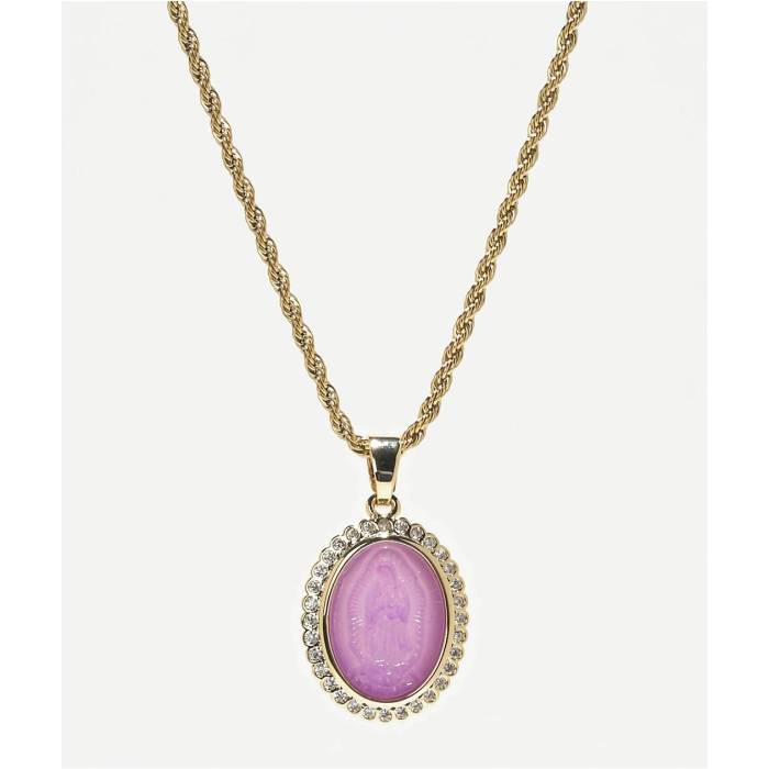 Saint Midas 【 Crystal Guadalupe Purple 20" Gold Chain Necklace Men's Gold 】 Purple 紫・パープル ゴールド ネックレス メンズ ゴールド|スニケス