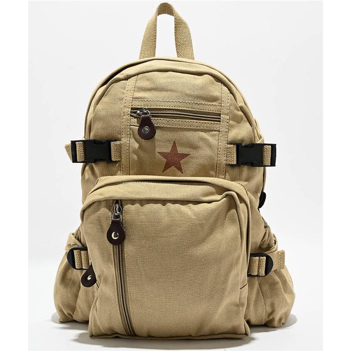 ロスコ Rothco 【 Vintage Canvas Compact Khaki Backpack Men's Light Beige 】 vintage ビンテージ・ヴィンテージ カーキ バックパック バッグ リュックサック メンズ ベージュ