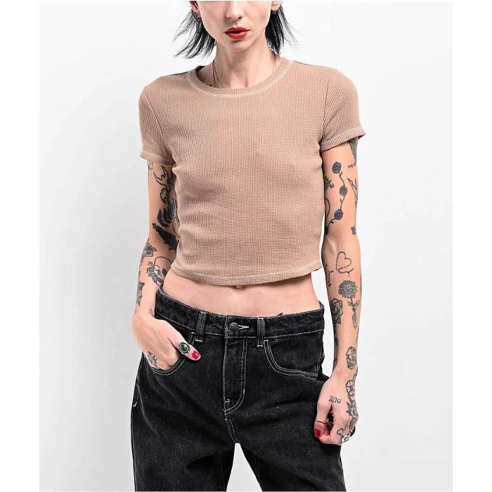 【★百貨店SALE★6/11真夜中2時迄】Zine 【 Carmina Chantrelle Thermal Crop T-Shirt Women\u0027s Brown 】 Crop クロップ ティーシャツ レディース 赤銅色 赤銅色