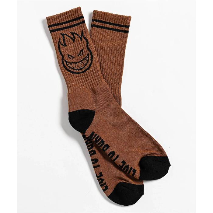 スピットファイア Spitfire 【 Bighead Tan & Black Crew Socks Men's Medium Brown 】 黒色 ブラック クルー ソックス・靴下 メンズ 茶色 ブラウン