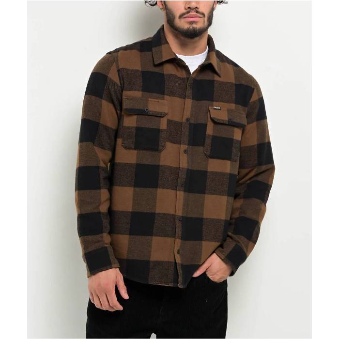 Dravus 【 Essential Brown And Black Flannel Shirt Men's Brown 】 茶色 ブラウン 黒色 ブラック メンズ 茶色 ブラウン