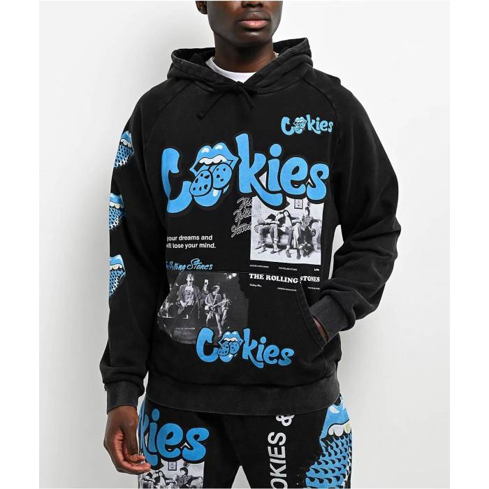 Cookies Clothing 【 Cookies X The Rolling Stones Arch Black Wash Hoodie Men Black 】 黒色 ブラック フーディー パーカー メンズ 黒色 ブラック