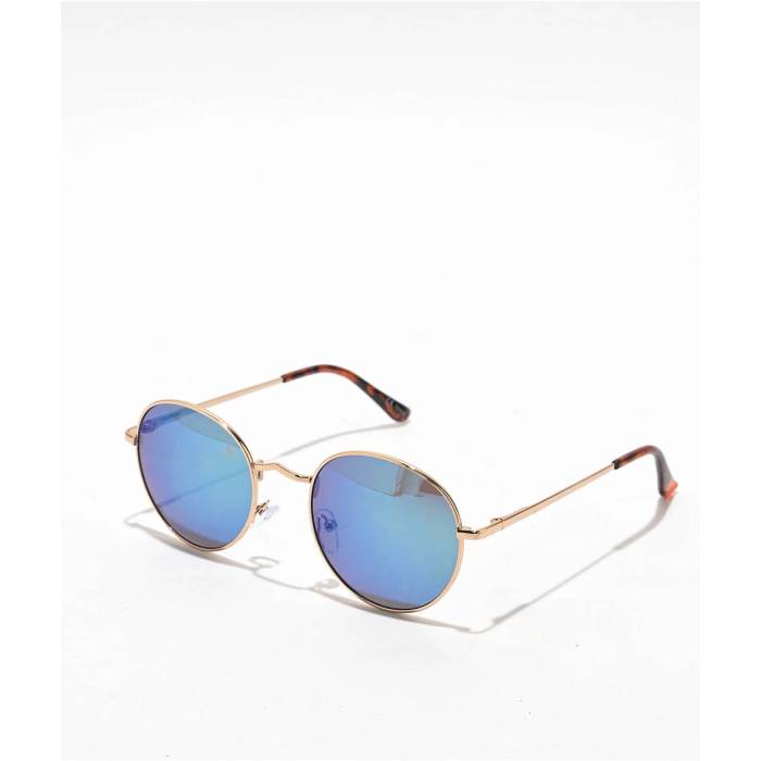 Blue Gem Sunglasses 【 Heritage Gold \u0026 Blue Round Sunglasses Men Blue 】 ゴールド 青色 ブルー サングラス メンズ 青色 ブルー