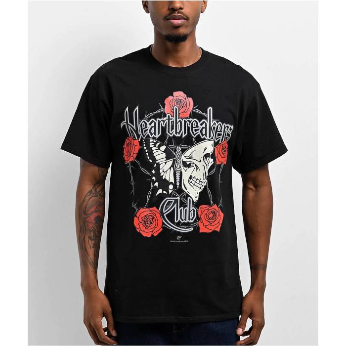 Heartbreakers Club 【 Crown Black T-Shirt Men\u0027s Black 】 黒いこと 黒いこと プルオーバー メンズ 黒いこと 黒いこと