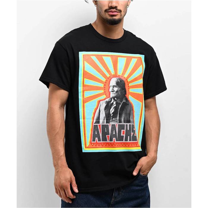 Apache 【 Geronimo Black T-Shirt Men\u0027s Black 】 黒いこと 黒いこと プルオーバー メンズ 黒いこと 黒いこと