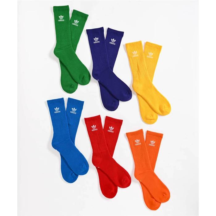 アディダス Adidas 【 Originals Trefoil Rainbow 6-Pack Crew Socks Men's Multicolor 】 オリジナルス トレフォイル 虹色 レインボー クルー ソックス・靴下 メンズ|スニケス