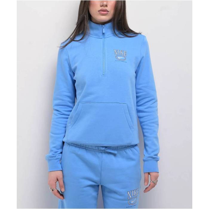 ナイキ Nike 【 Sportswear Club Blue Fleece Quarter Zip Sweatshirt Women's Blue 】 クラブ 青色 ブルー フリース スウェット トレーナー レディース 青色 ブルー