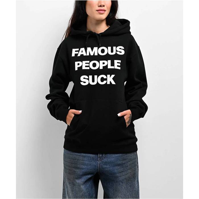 【★百貨店SALE★6/11真夜中2時迄】Famous Stars \u0026 Straps 【 Famous People Suck Black Hoodie Women\u0027s Black 】 黒いこと 黒いこと フーディー パーカー レディース 黒いこと 黒いこと