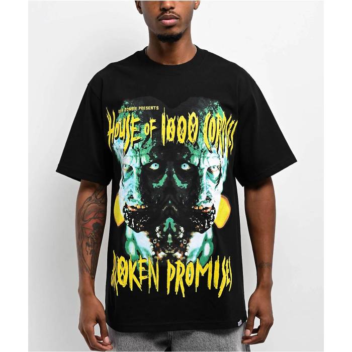 Broken Promises 【 X House Of 1000 Corpses Everybody Dies Black T-Shirt Men Black 】 黒色 ブラック Tシャツ メンズ 黒色 ブラック