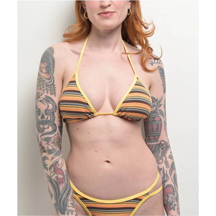 【★百貨店SALE★6/11十二時2時迄】Damsel 【 Liv Orange Stripe Triangle Bikini Top Women\u0027s Orange 】 orange 橙・オレンジ色 Stripe 縞模様 レディース orange 橙・オレンジ色