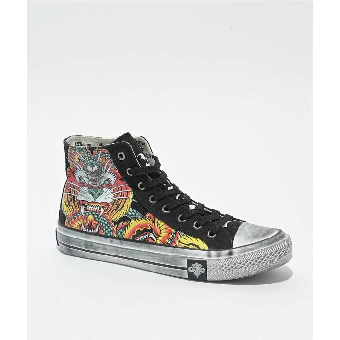 【★百貨店SALE★6/11真夜中2時迄】アフリクション Affliction 【 Flame \u0026 Fable Black Red \u0026 Yellow Shoes Men\u0027s Black 】 黒いこと 黒いこと Red 赤・赤いこと yellow 黄味がかった・黄色 シューズ 運動すること靴 メンズ 黒いこと 黒いこと