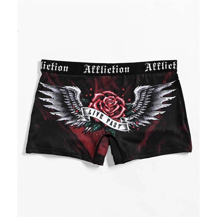 【★百貨店SALE★6/11真夜中2時迄】アフリクション Affliction 【 Ion Black \u0026 Red Boyshort Underwear Women\u0027s Dark Red 】 黒いこと 黒いこと Red 赤・赤いこと アンダー御召しもの 下着類 レディース Red 赤・赤いこと