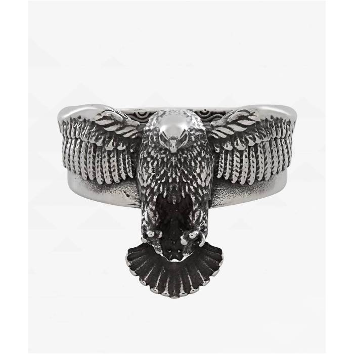 King Ice 【 Biker Eagle Stainless Steel Ring Men\u0027s Silver 】 ステンレス鋼 Steel スチール写真 メンズ Silver しろがね色・しろがね色