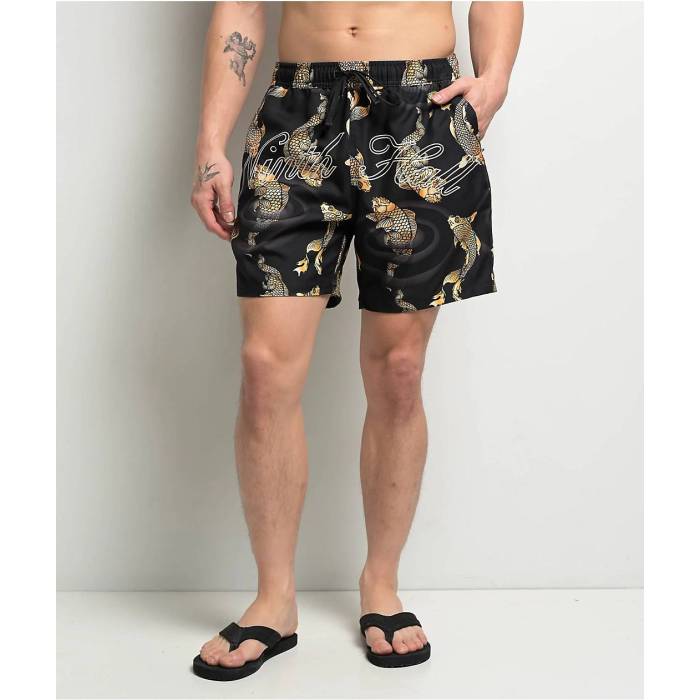 【★百貨店SALE★6/11真夜中2時迄】Ninth Hall 【 Koi Black Board Shorts Men\u0027s Black 】 黒いこと 黒いこと さる股引き メンズ 黒いこと 黒いこと