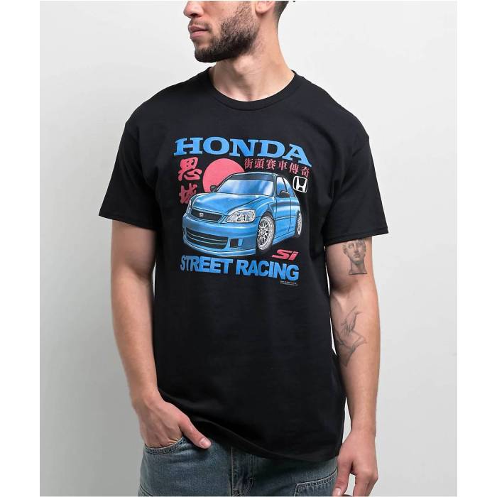 Honda 【 Streets Black T-Shirt Men\u0027s Black 】 黒いこと 黒いこと プルオーバー メンズ 黒いこと 黒いこと