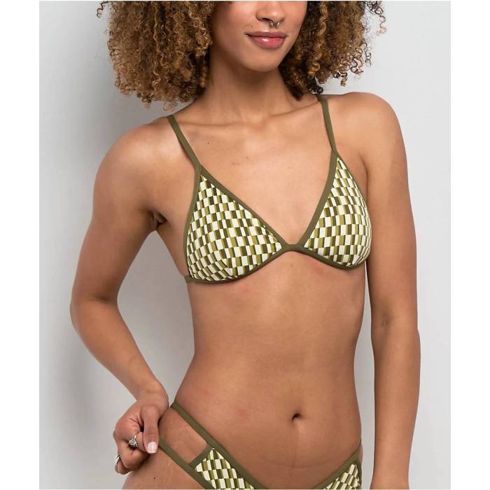 【★百貨店SALE★6/11真夜中2時迄】クイックしろがね色 Quiksilver 【 Lowers Tile Green \u0026 White Triangle Bikini Top Women\u0027s Green 】 green 緑・緑であること 白いこと 白いこと レディース green 緑・緑であること