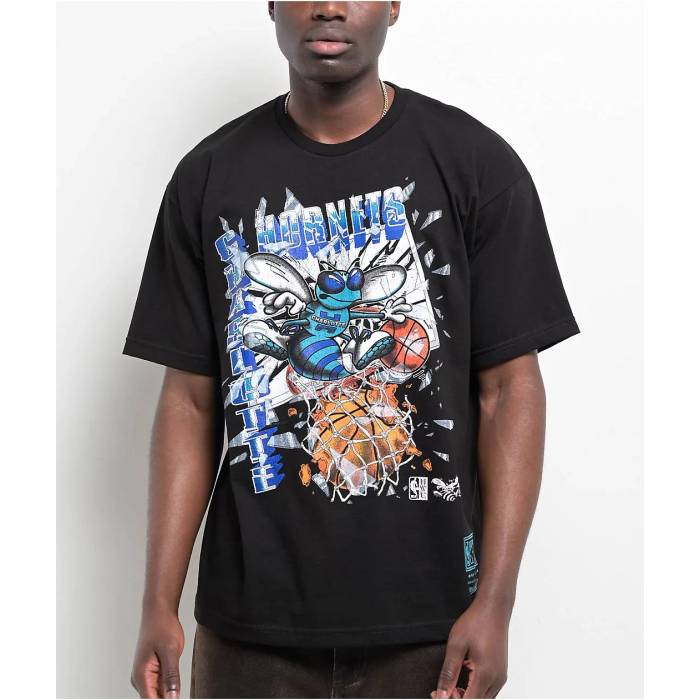 【★百貨店SALE★6/11十二時2時迄】ミッチェル\u0026ネス Mitchell \u0026 Ness 【 X Charlotte Hornets Shatter Black T-Shirt Men\u0027s Black 】 シャーロット ホーネッツ 黒いこと 黒いこと プルオーバー メンズ 黒いこと 黒いこと