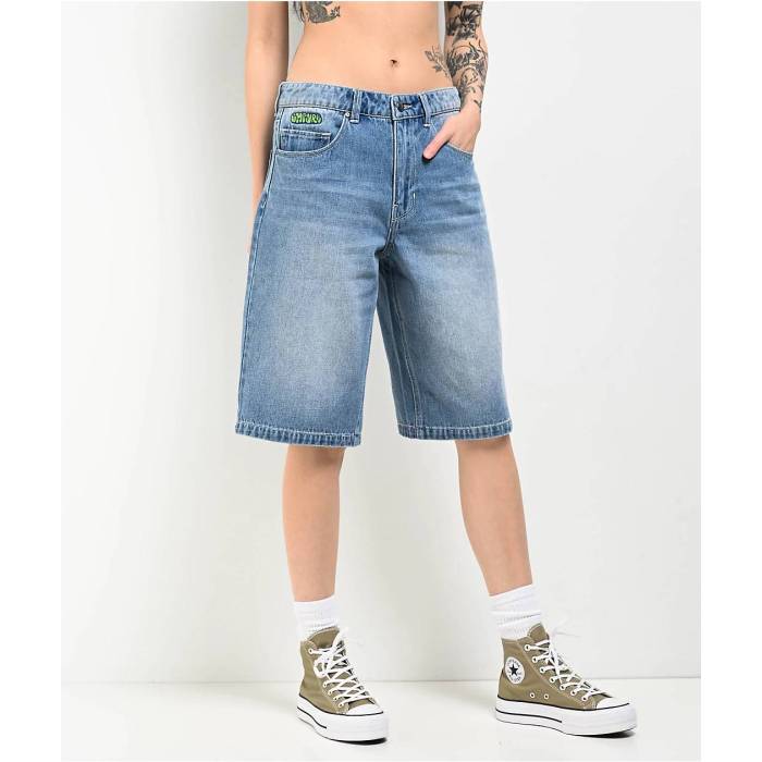 エンパイア Empyre 【 Sydney Shindig Light Blue Wash Loose Fit Denim Shorts Women's Medium Blue 】 青色 ブルー デニム ショーツ レディース 青色 ブルー