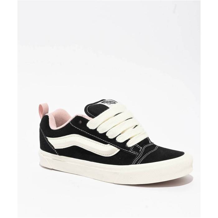 ヴァンズ Vans 【 Knu Skool Black \u0026 Sepia Rose Skate Shoes Women\u0027s Black 】 黒いこと 黒いこと Rose サクラ色 Skate 滑る シューズ 運動すること靴 レディース 黒いこと 黒いこと