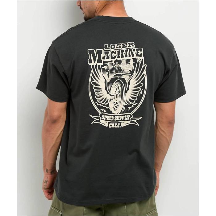 Loser Machine 【 Desert Lands Stock Grey T-Shirt Men\u0027s Charcoal 】 薄墨色 薄墨色 プルオーバー メンズ 濃灰色