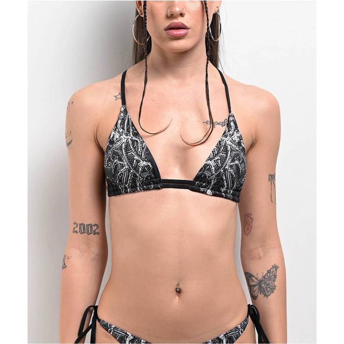 【★百貨店SALE★6/11真夜中2時迄】アフリクション Affliction 【 Vertibrate Black Triangle Bikini Top Women\u0027s Black 】 黒いこと 黒いこと レディース 黒いこと 黒いこと