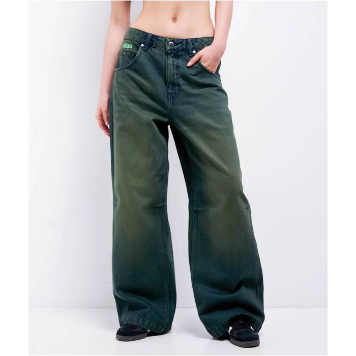 エンパイア Empyre 【 Extent Willow Green Wash Low Rise Wide Leg Jeans Women's Dark Blue 】 green 緑・グリーン ライズ ジーンズ レディース 青色 ブルー