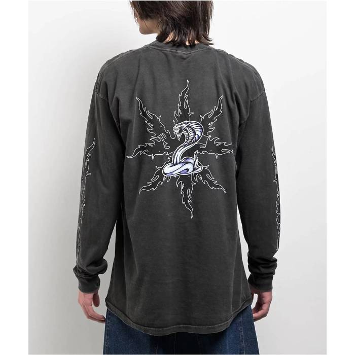 【★百貨店SALE★6/11十二時2時迄】帝国 Empyre 【 Chrome Animals Black Wash Long Sleeve T-Shirt Men\u0027s Black 】 黒いこと 黒いこと Sleeve 捩り プルオーバー メンズ 黒いこと 黒いこと