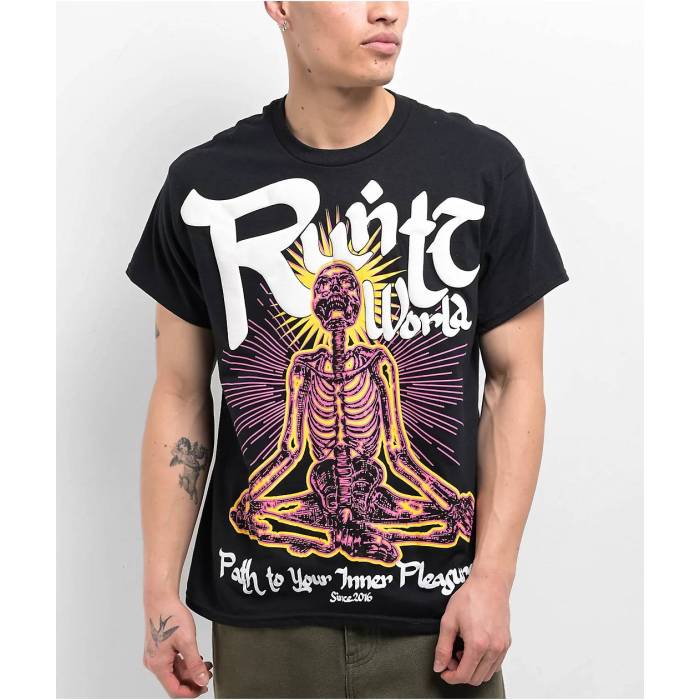 【★百貨店SALE★6/11真夜中2時迄】Runtz 【 Path To Pleasure Black T-Shirt Men\u0027s Black 】 黒いこと 黒いこと ティーシャツ メンズ 黒いこと 黒いこと