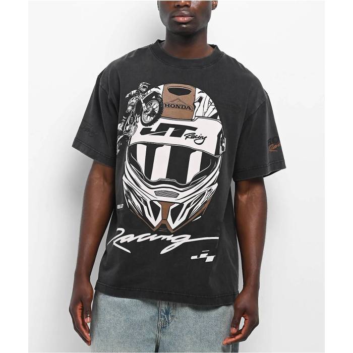【★百貨店SALE★6/11十二時2時迄】Jt Racing 【 X Honda Pump Black Washed T-Shirt Men\u0027s Black 】 揚水機 黒いこと 黒いこと プルオーバー メンズ 黒いこと 黒いこと