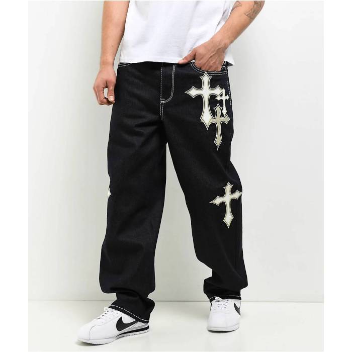 Ninth Hall 【 Ambush Crosses Raw Indigo Loose Fit Jeans Men's Dark Blue 】 藍色・インディゴ ジーンズ メンズ 青色 ブルー
