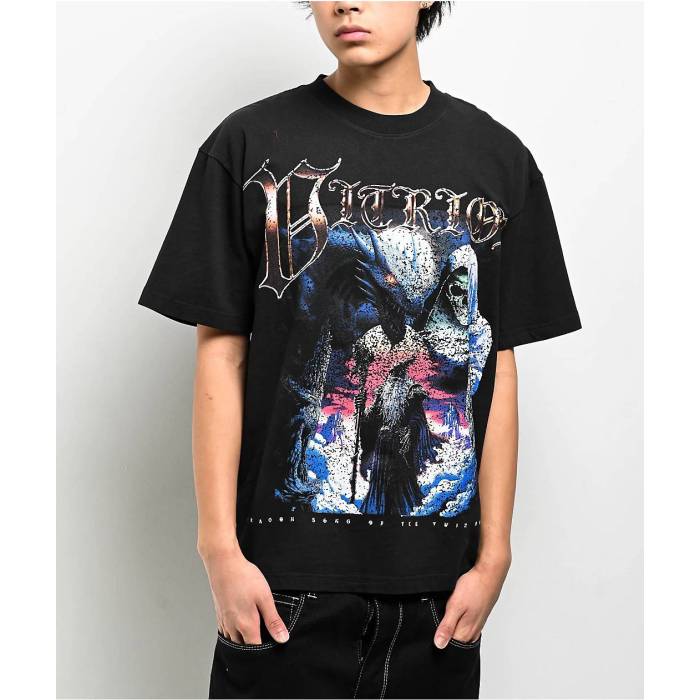 Vitriol 【 Twin Moon Black T-Shirt Men\u0027s Black 】 黒いこと 黒いこと プルオーバー メンズ 黒いこと 黒いこと