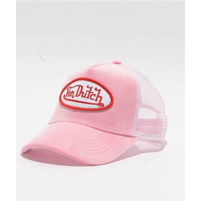 【★百貨店SALE★6/11真夜中2時迄】フォンダッチ Von Dutch 【 Velvet Pink Trucker Hat Men\u0027s Pink 】 pink さくら色 トラッカー メンズ pink さくら色