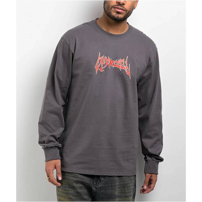 【★百貨店SALE★6/11真夜中2時迄】Vitriol 【 Chaos Reign Charcoal Long Sleeve T-Shirt Men\u0027s Charcoal 】 濃灰色 Sleeve 衣袂 ティーシャツ メンズ 濃灰色