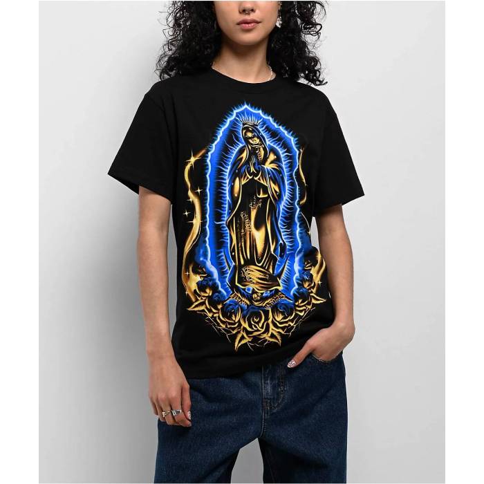 Dga 【 Aztlan Guadalupe Drama Black T-Shirt Women Black 】 黒色 ブラック Tシャツ レディース 黒色 ブラック