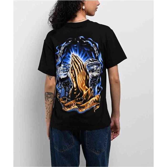 Dga 【 Aztlan Keepin The Faith Black T-Shirt Women\u0027s Black 】 黒いこと 黒いこと プルオーバー レディース 黒いこと 黒いこと