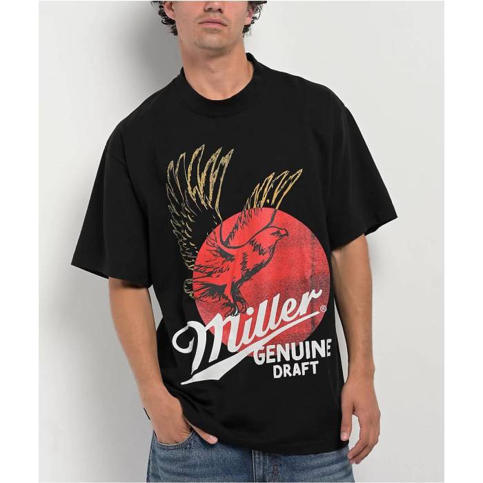 【★百貨店SALE★6/11真夜中2時迄】Coors 【 Miller Genuine Draft Wings Black T-Shirt Men\u0027s Black 】 黒いこと 黒いこと ティーシャツ メンズ 黒いこと 黒いこと