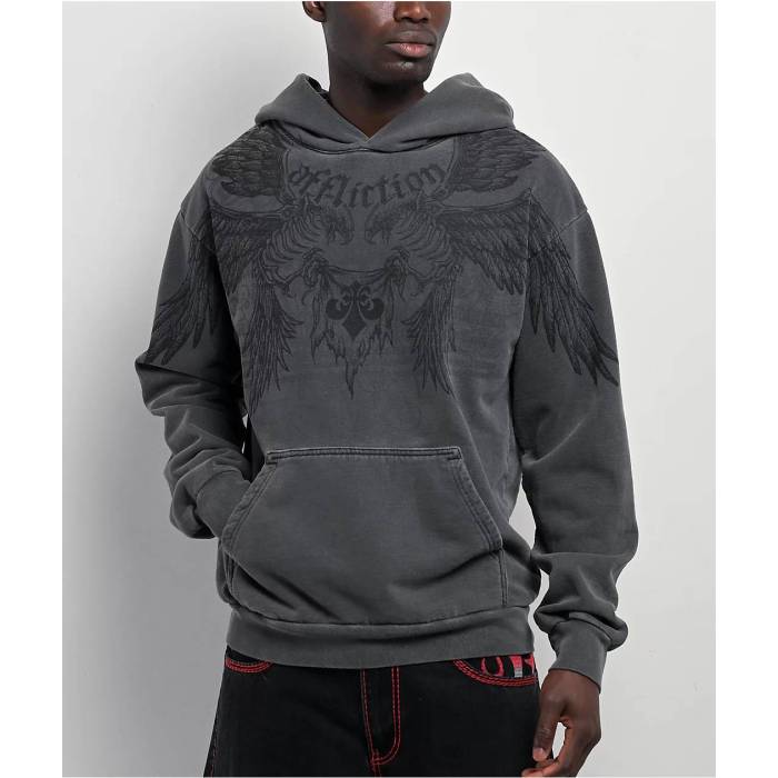 アフリクション Affliction 【 Birds Of Prey Grey Wash Hoodie Men's Grey 】 灰色 グレー フーディー パーカー メンズ 灰色 グレー