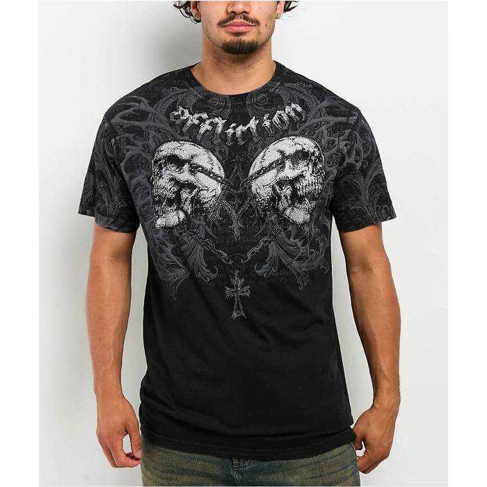 アフリクション Affliction 【 Collapse Black Wash T-Shirt Men's Black 】 黒色 ブラック Tシャツ メンズ 黒色 ブラック｜スニケス