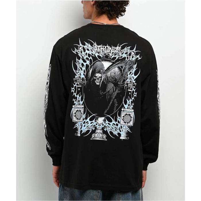 【★百貨店SALE★6/11真夜中2時迄】8Thwndr 【 Reaper Black Long Sleeve T-Shirt Men\u0027s Black 】 黒いこと 黒いこと Sleeve 衣袂 ティーシャツ メンズ 黒いこと 黒いこと