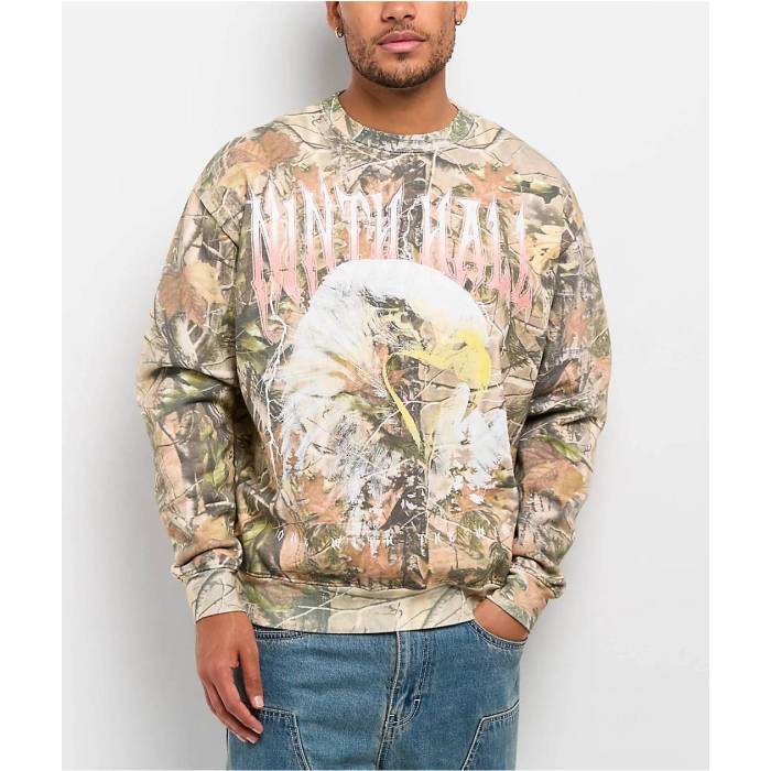 Ninth Hall 【 With The Wind Camo Crewneck Sweatshirt Men\u0027s Camouflage 】 間鴨柄 流汗 調教師 メンズ