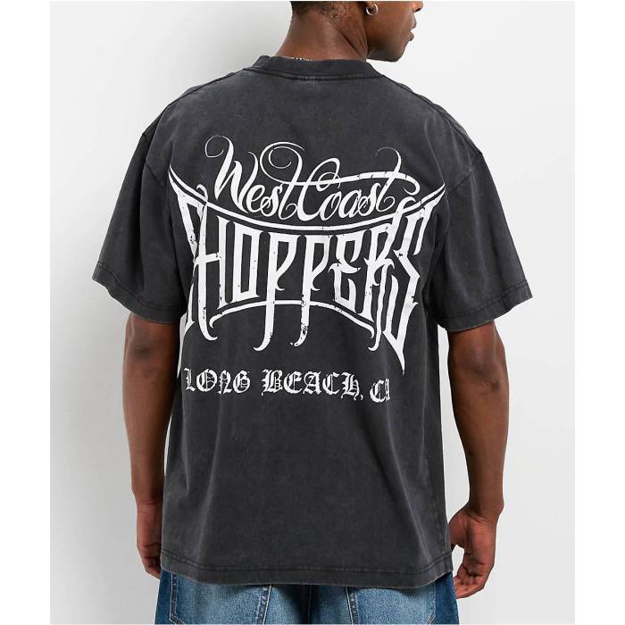 【★百貨店SALE★6/11真夜中2時迄】West Coast Choppers 【 Long Beach カルシウム Black Wash T-Shirt Men\u0027s Black 】 黒いこと 黒いこと ティーシャツ メンズ 黒いこと 黒いこと