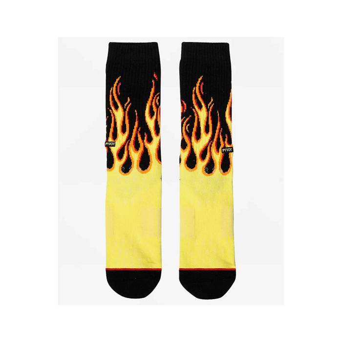 Pyvot 【 Flames Black Crew Socks Men's Black 】 フレームス 黒色 ブラック クルー ソックス・靴下 メンズ 黒色 ブラック