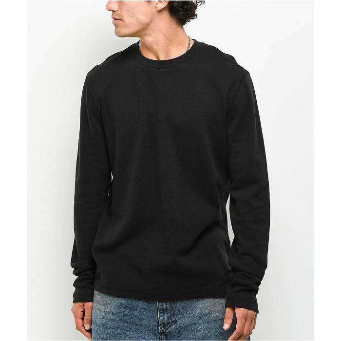 Ita 【 Rift Vintage Black Thermal Long Sleeve Slim T-Shirt Men\u0027s Black 】 昇降機 vintage ビンテージ・ヴィンテージ 黒いこと 黒いこと Sleeve 捩り slim か細い プルオーバー メンズ 黒いこと 黒いこと