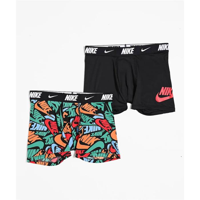 ナイキ Nike 【 Kids Dri-Fit Essential Micro Black Logo 2-Pack Boxer Briefs Kids\u0027 Black 】 素っ気ない填まる Micro ミクロ 黒いこと 黒いこと ロゴタイプ 2個入 黒いこと 黒いこと