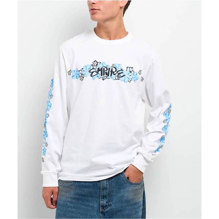 【★百貨店SALE★6/11真夜中2時迄】帝国 Empyre 【 Flowers N Surf White Long Sleeve T-Shirt Men\u0027s White 】 白いこと 白いこと Sleeve 衣袂 ティーシャツ メンズ 白いこと 白いこと
